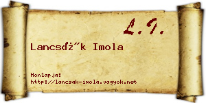 Lancsák Imola névjegykártya